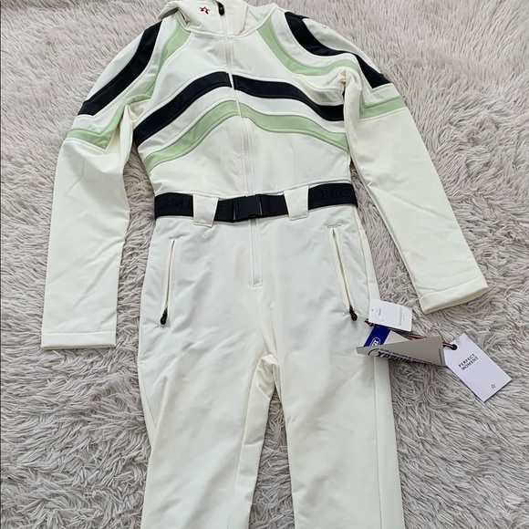 NWT Perfect moment Tignes hooded belted striped ski suit - Picture 8 of 15
